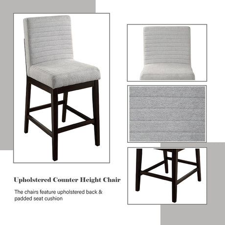 Edwyn Gray Linen & Espresso Counter Height Chair (Set of 2) - Ornate Home