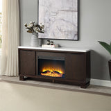 Edwyn Natural Marble Top/Espresso Server w/Natural Marble Top & Fireplace - Ornate Home