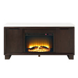 Edwyn Natural Marble Top/Espresso Server w/Natural Marble Top & Fireplace - Ornate Home