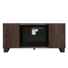 Edwyn Natural Marble Top/Espresso Server w/Natural Marble Top & Fireplace - Ornate Home