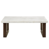 Edwyn White Natural/Brown Coffee Table W/Marble - Ornate Home