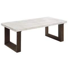 Edwyn White Natural/Brown Coffee Table W/Marble - Ornate Home