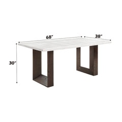 Edwyn White Natural/Brown Dining Table w/ Marble Top - Ornate Home