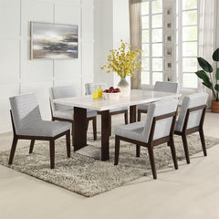 Edwyn White Natural/Brown Dining Table w/ Marble Top - Ornate Home