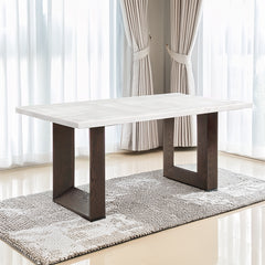 Edwyn White Natural/Brown Dining Table w/ Marble Top - Ornate Home