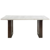 Edwyn White Natural/Brown Dining Table w/ Marble Top - Ornate Home
