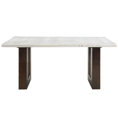 Edwyn White Natural/Brown Dining Table w/ Marble Top - Ornate Home