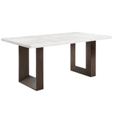 Edwyn White Natural/Brown Dining Table w/ Marble Top - Ornate Home