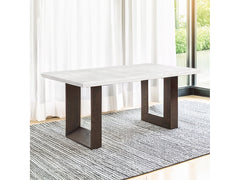 Edwyn White Natural/Brown Dining Table w/ Marble Top - Ornate Home