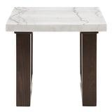 Edwyn White Natural/Brown End Table W/Marble - Ornate Home