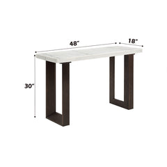Edwyn White Natural/Brown Sofa Table W/Marble - Ornate Home