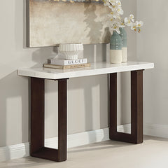 Edwyn White Natural/Brown Sofa Table W/Marble - Ornate Home