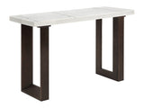 Edwyn White Natural/Brown Sofa Table W/Marble - Ornate Home