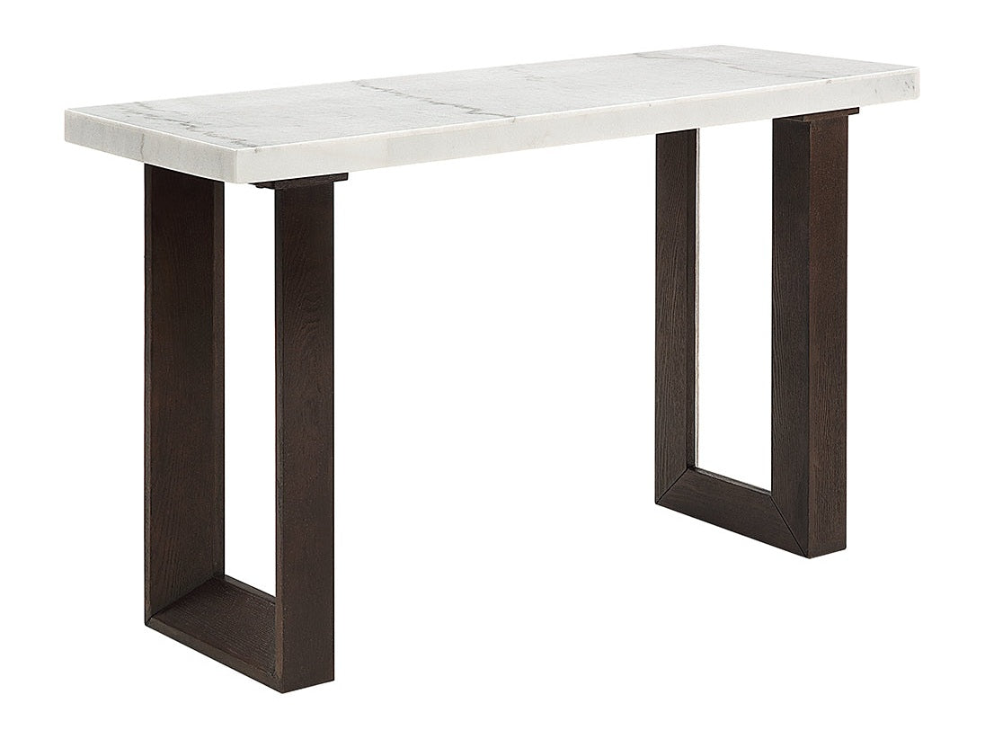 Edwyn White Natural/Brown Sofa Table W/Marble - Ornate Home