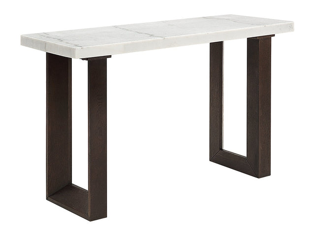 Edwyn White Natural/Brown Sofa Table W/Marble - Ornate Home