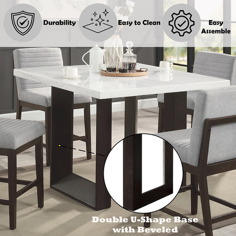 Edwyn White Natural Marble Top & Espresso Counter Height Table - Ornate Home
