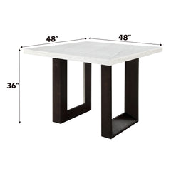Edwyn White Natural Marble Top & Espresso Counter Height Table - Ornate Home