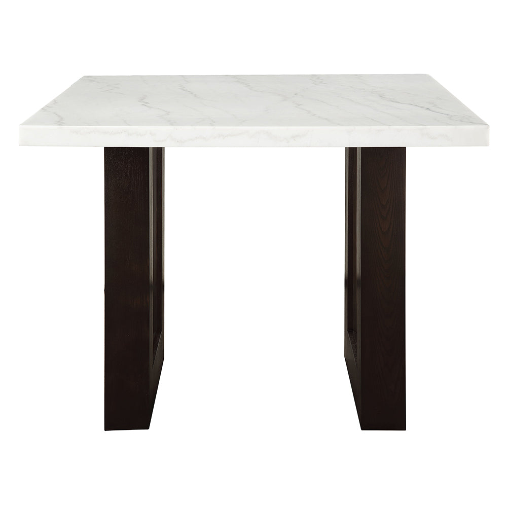 Edwyn White Natural Marble Top & Espresso Counter Height Table - Ornate Home