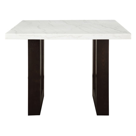 Edwyn White Natural Marble Top & Espresso Counter Height Table - Ornate Home