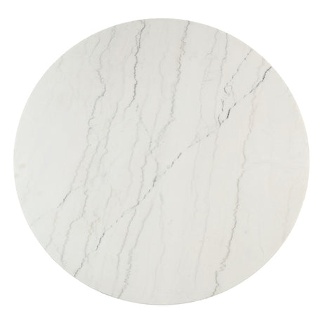 Edwyn White Natural Marble Top/Espresso Round Dining Table - Ornate Home
