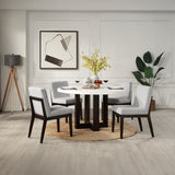 Edwyn White Natural Marble Top/Espresso Round Dining Table - Ornate Home