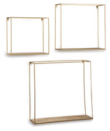 Efharis Natural/Gold Finish Wall Shelf (Set of 3) - Ornate Home