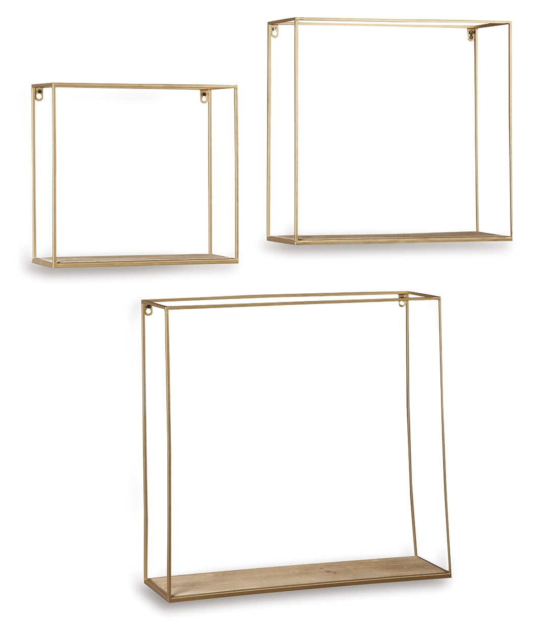 Efharis Natural/Gold Finish Wall Shelf (Set of 3) - Ornate Home