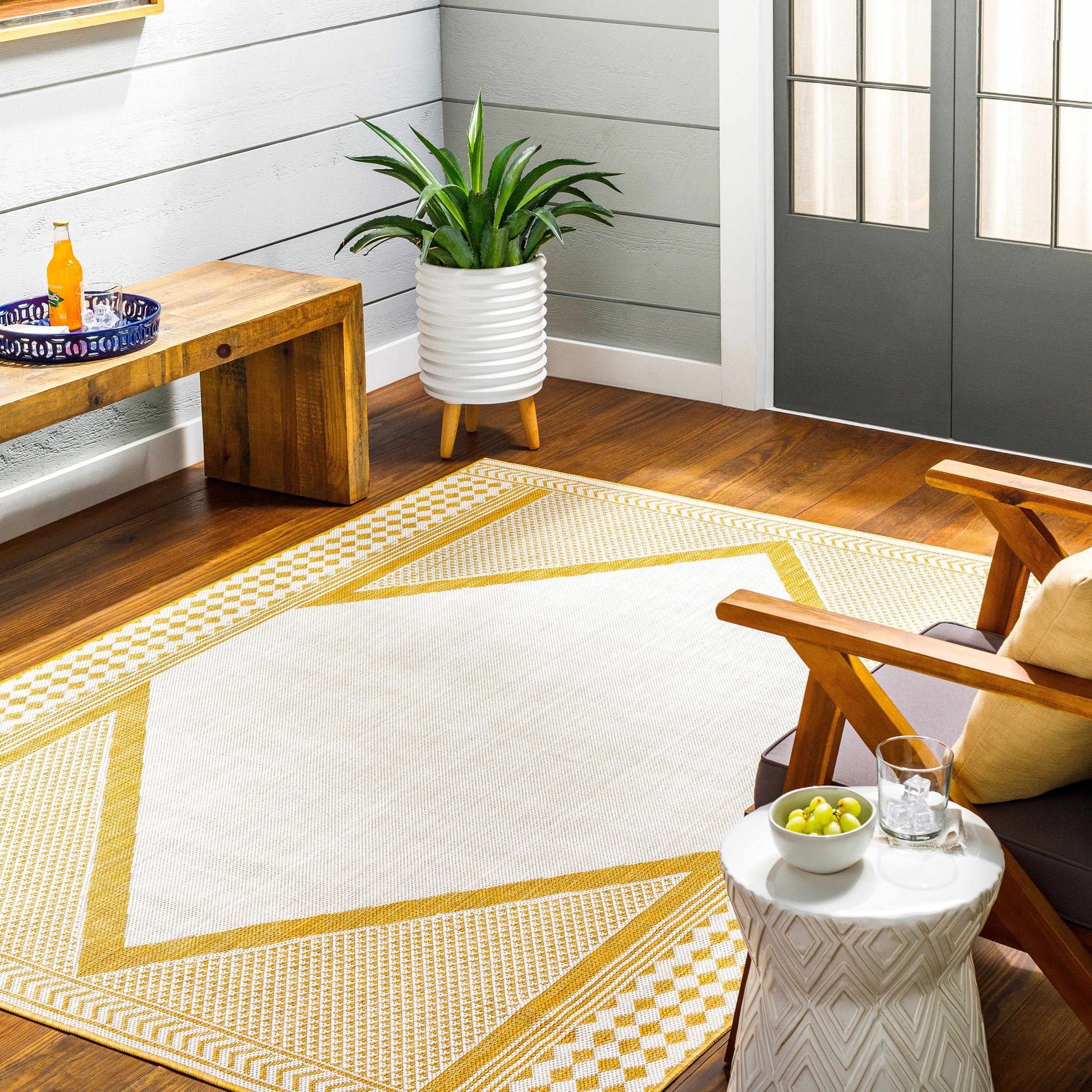 Efrem Mustard Outdoor Carpet Area Rug - Clearance - Ornate Home