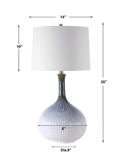 Eichler Blue/Brown/White Mid-Century Table Lamp - Ornate Home