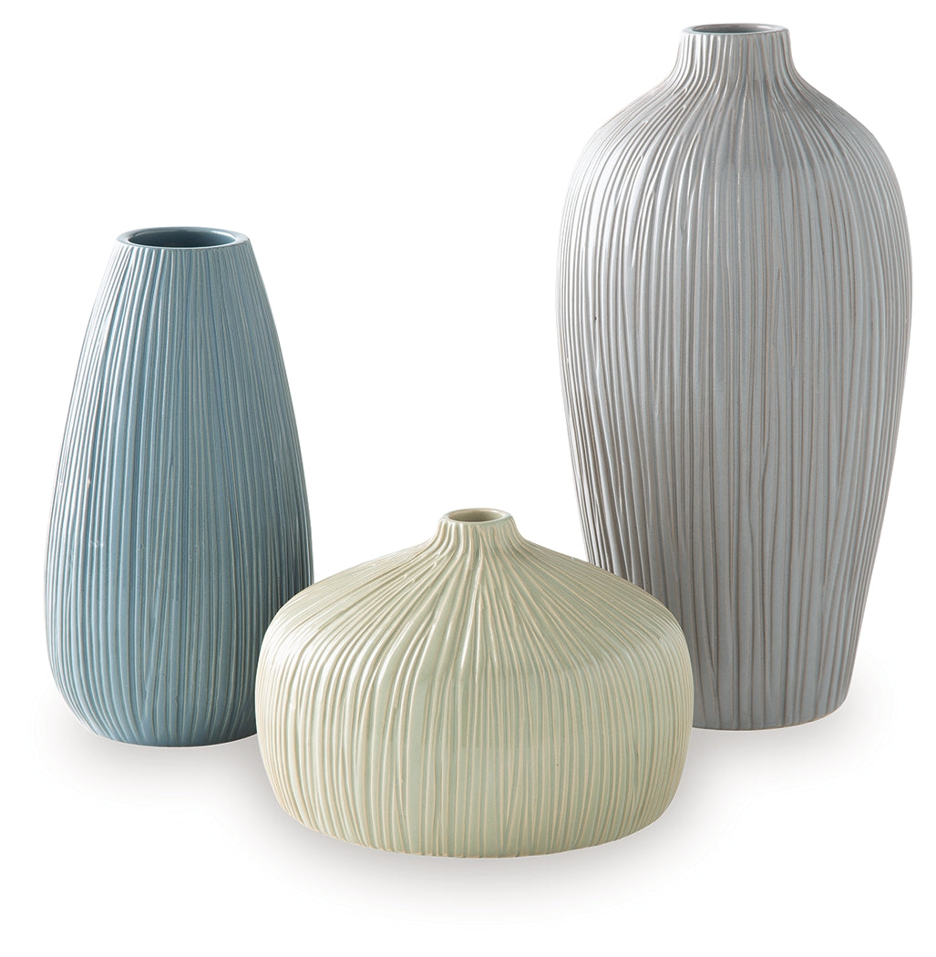 Eiderman Gray/Blue/Green Vase (Set of 3) - Ornate Home