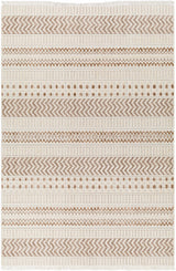 Eiko Beige Textured Saxony Rug with Fringes - Clearance - Ornate Home