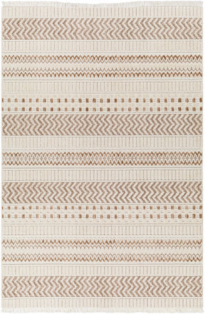 Eiko Beige Textured Saxony Rug with Fringes - Clearance - Ornate Home