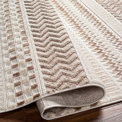 Eiko Beige Textured Saxony Rug with Fringes - Clearance - Ornate Home