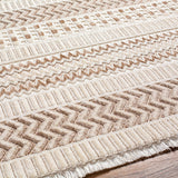 Eiko Beige Textured Saxony Rug with Fringes - Clearance - Ornate Home