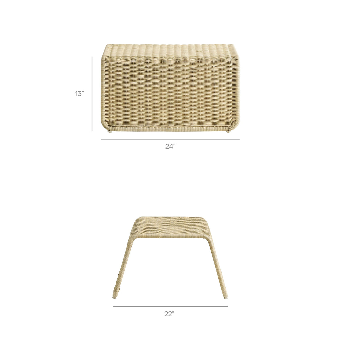 Eira Natural 2 Piece Continuous Curved Rattan Lounge Chair and Ottoman Set