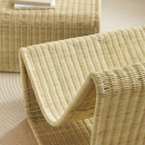 Eira Natural 2 Piece Continuous Curved Rattan Lounge Chair and Ottoman Set