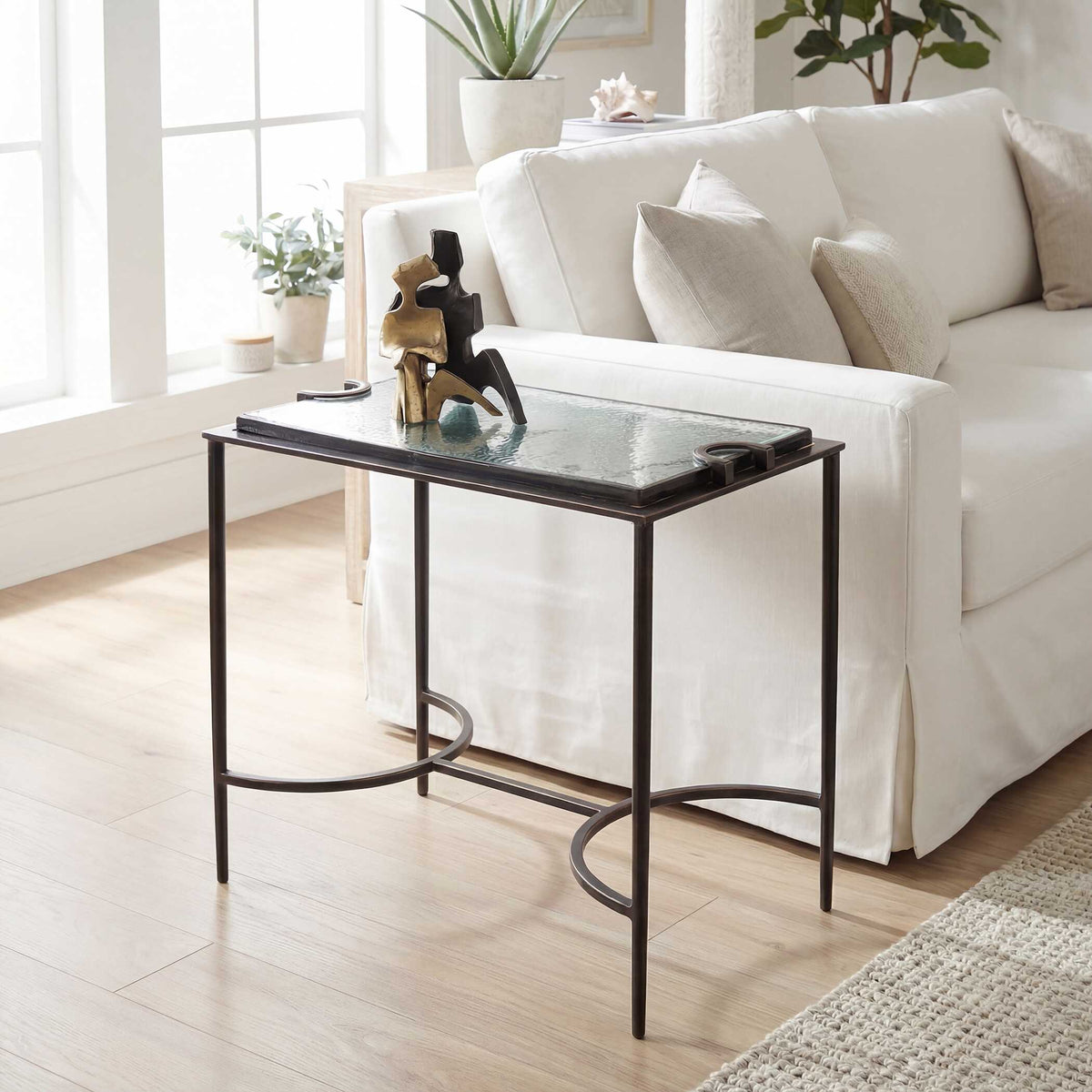 Eisen Textured Glass Accent Table - Ornate Home