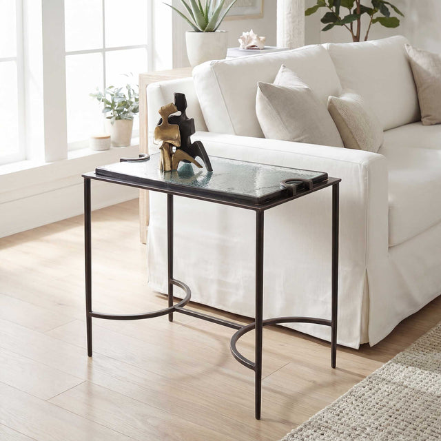 Eisen Textured Glass Accent Table - Ornate Home