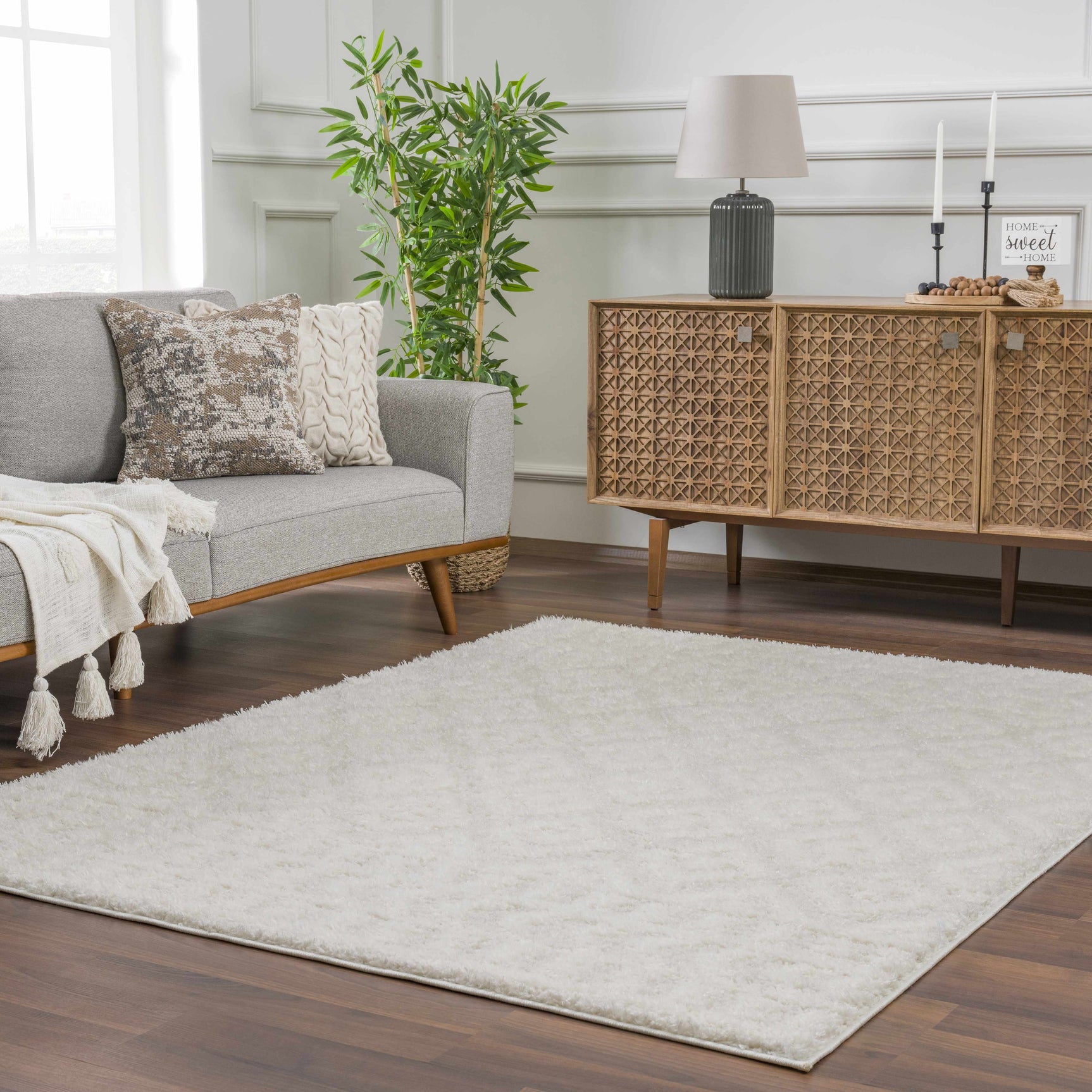 Eivin Cream Diamonds Plush Rug - Ornate Home
