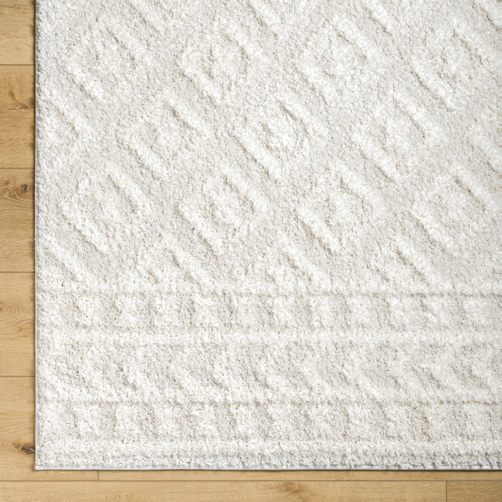 Eivin Cream Diamonds Plush Rug - Ornate Home