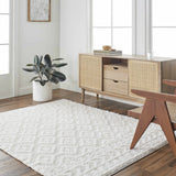 Eivin Cream Diamonds Plush Rug - Ornate Home