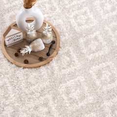 Eivin Cream Diamonds Plush Rug - Ornate Home
