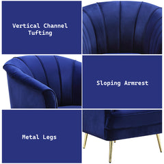Eivor Chair Navy Blue w/ Gold Legs - Ornate Home