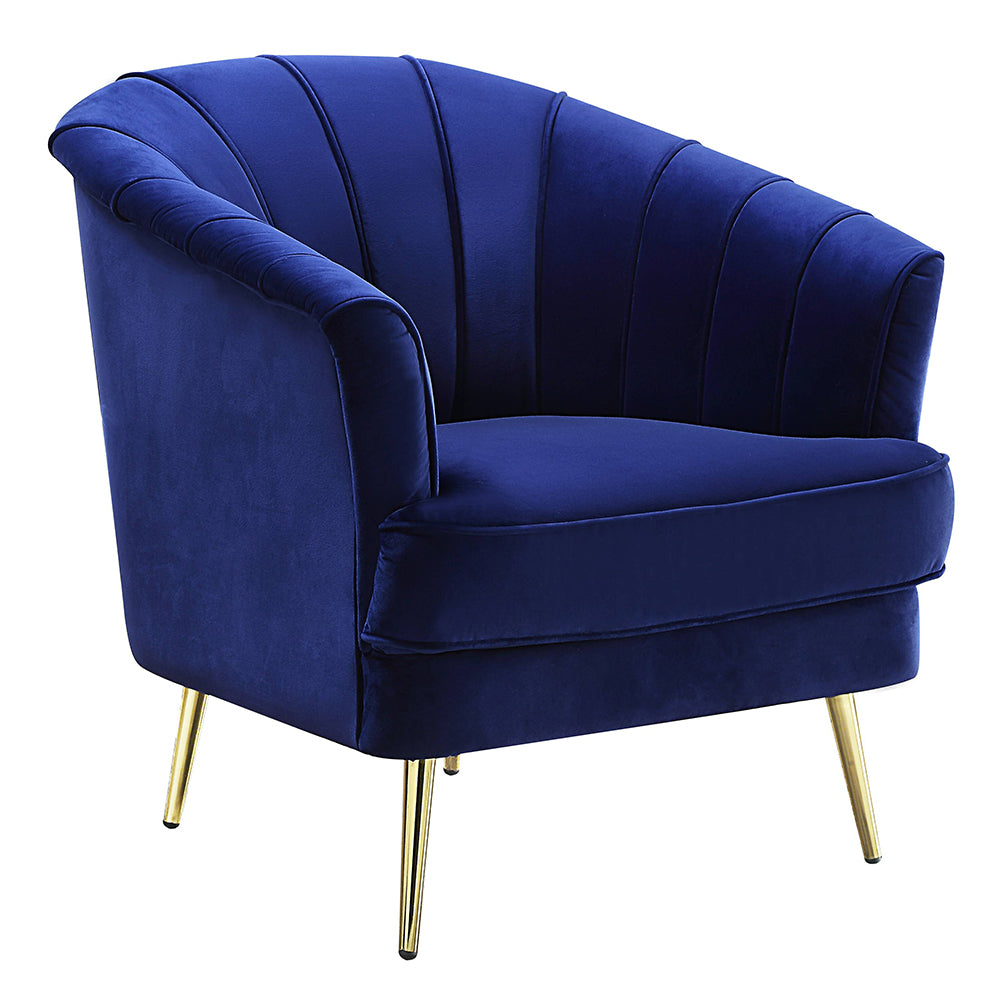 Eivor Chair Navy Blue w/ Gold Legs - Ornate Home