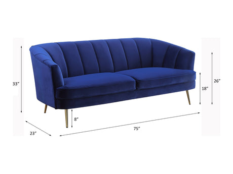Eivor Sofa Navy Blue w/ Gold Legs - Ornate Home