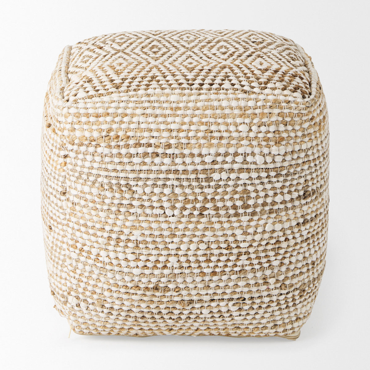 Ekani Cream/Beige Cotton Pouf - Ornate Home