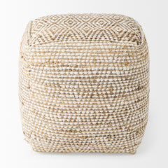 Ekani Cream/Beige Cotton Pouf - Ornate Home