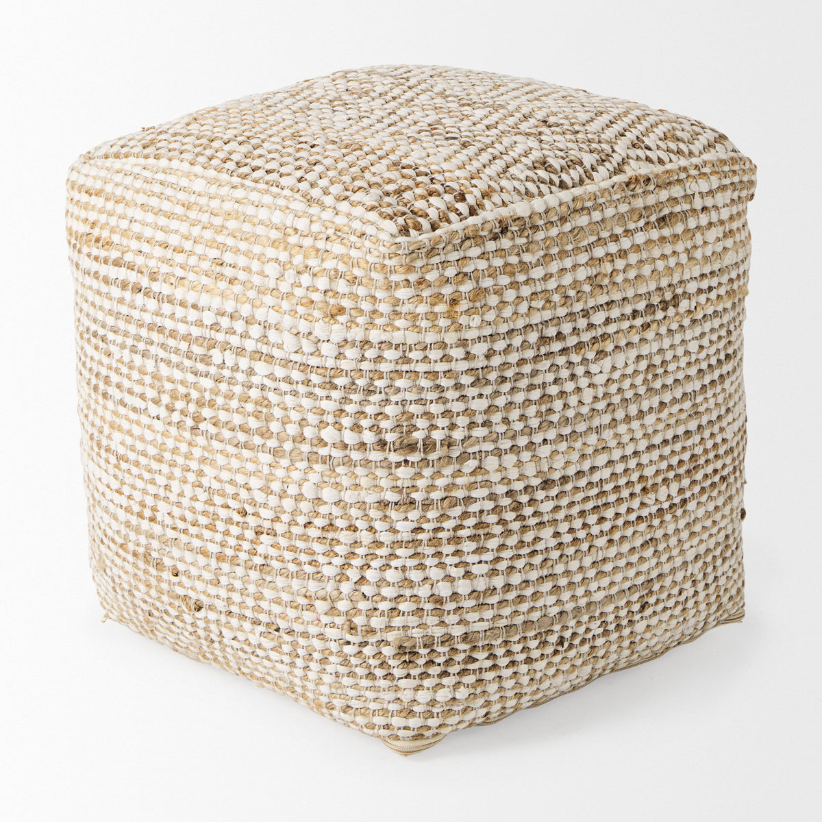Ekani Cream/Beige Cotton Pouf - Ornate Home
