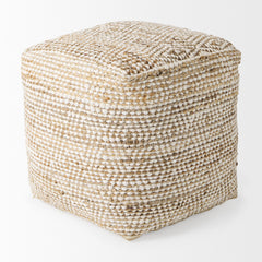 Ekani Cream/Beige Cotton Pouf - Ornate Home