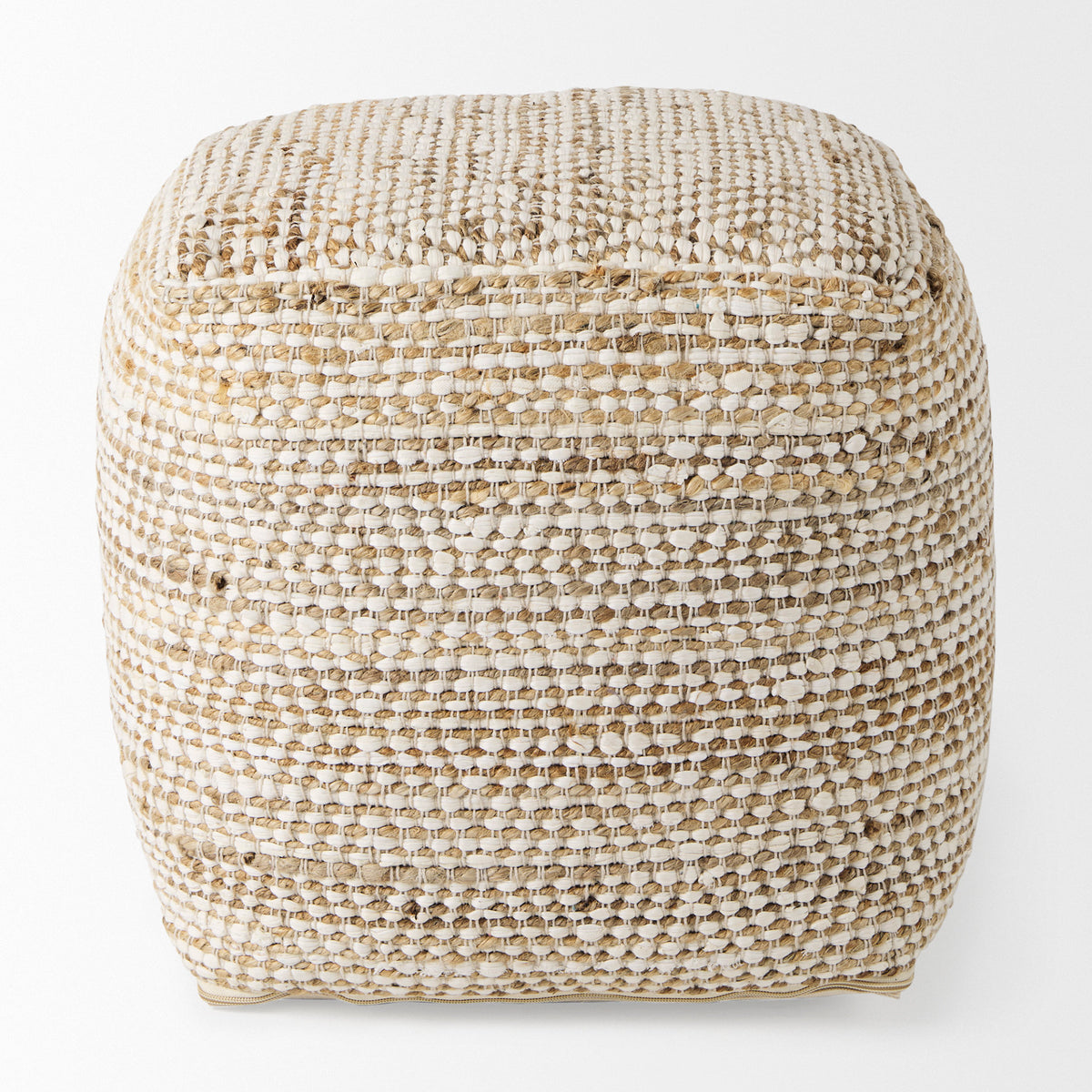 Ekani Cream/Beige Cotton Pouf - Ornate Home